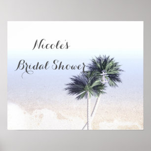 Palm Trees Strand Tropisch Bruidsfeest Spandoek Poster