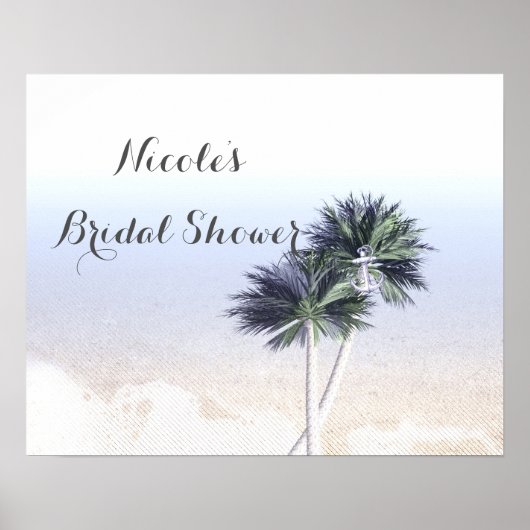 Palm Trees Strand Tropisch Bruidsfeest Spandoek Poster (Voorkant)