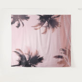 Palm Trees String Lights Roze fotografie achtergro Wandkleed (Voorkant (horizontaal))