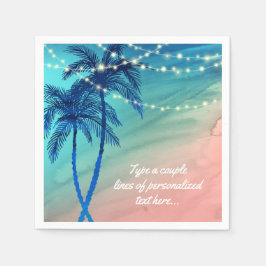 Palm Trees String of Lights Beach bruiloft servett Servet