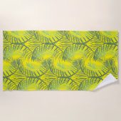 Palm Trees Summer Tropical Beach Green Yellow Strandlaken (Voorkant)