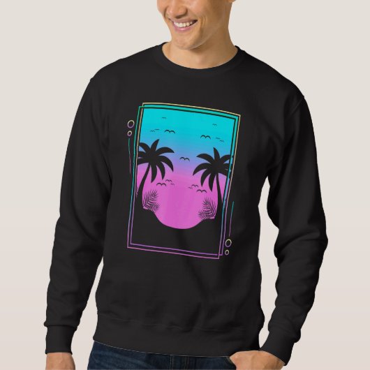 Palm Trees Sunrise Beach Tropical Summer Vapor 80  Trui (Voorkant)