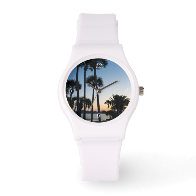 Palm Trees Sunrise Destin Florida Sportief horloge (Voorkant)
