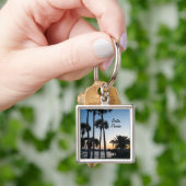 Palm Trees Sunrise Destin Florida Square Sleutelha Sleutelhanger (Hand)