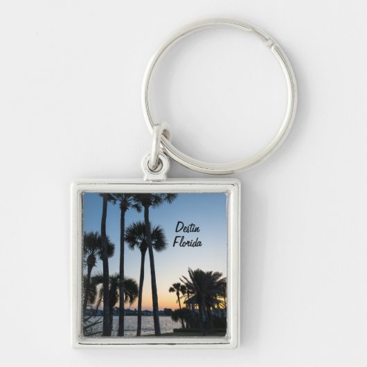 Palm Trees Sunrise Destin Florida Square Sleutelha Sleutelhanger (Voorkant)