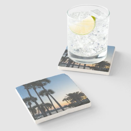 Palm Trees Sunrise Destin Florida Stone Onderzette Stenen Onderzetter (Zijkant)