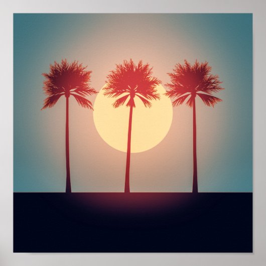 Palm Trees Sunset Art Poster (Voorkant)