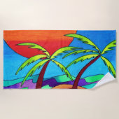 Palm Trees Sunset Beach Handdoek (Voorkant)