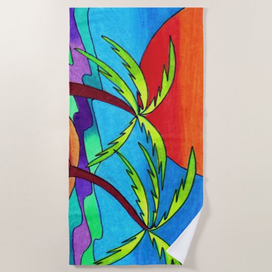 Palm Trees Sunset Beach Handdoek (Voorkant)