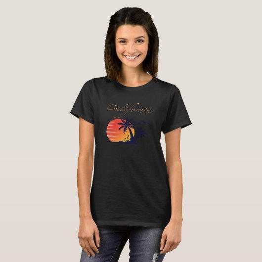 Palm Trees Sunset California T-shirt (Voorkant volledig)