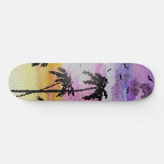 Palm Trees Sunset Mosaic Persoonlijk Skateboard (Horizontaal)