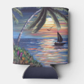 Palm Trees Sunset Ocean Painting Blikjeskoeler (Achterkant)