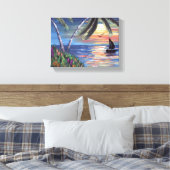 Palm Trees Sunset Ocean Painting Canvas Afdruk (Insitu (Slaapkamer))