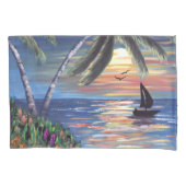 Palm Trees Sunset Ocean Painting Kussensloop (Voorkant)