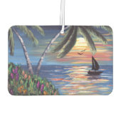 Palm Trees Sunset Ocean Painting Luchtverfrisser (Achterkant)