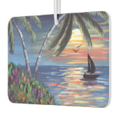 Palm Trees Sunset Ocean Painting Luchtverfrisser (Links)