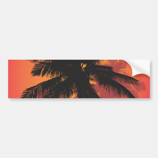 Palm Trees Sunset Silhouettes Bumpersticker (Voorkant)