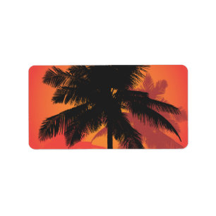 Palm Trees Sunset Silhouettes Etiket