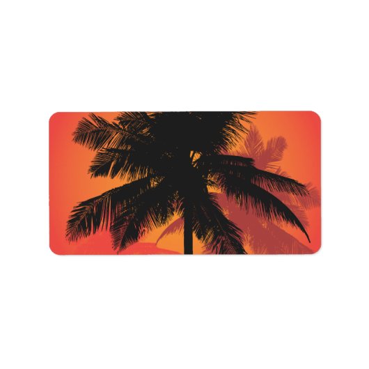 Palm Trees Sunset Silhouettes Etiket (Voorkant)