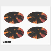 Palm Trees Sunset Silhouettes Ovale Sticker (Vel)