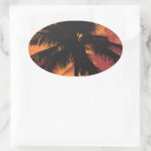 Palm Trees Sunset Silhouettes Ovale Sticker (Tas)
