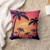Palm Trees Sunset Sunset Ceramic Ornament Kussen (Deken)