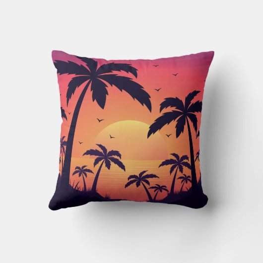 Palm Trees Sunset Sunset Ceramic Ornament Kussen (Achterkant)