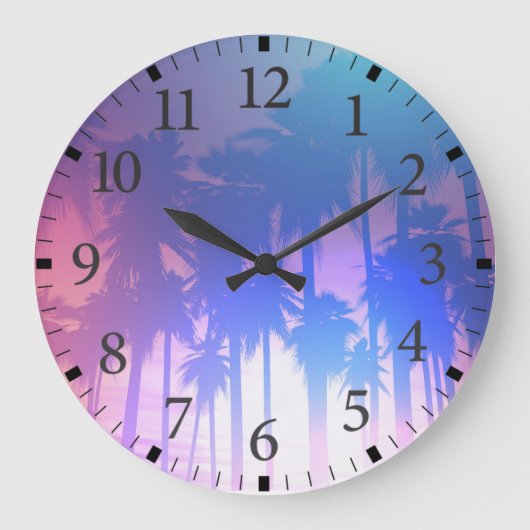 Palm Trees Sunset Wall Clock Grote Klok (Voorkant)