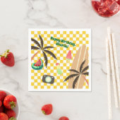 Palm Trees Surfboard Geruit Zomerfeest Servet (Insitu)