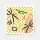 Palm Trees Surfboard Geruit Zomerfeest Servet (Voorkant)