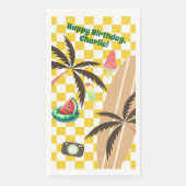 Palm Trees Surfboard Geruit Zomerfeest Servet (Voorkant)