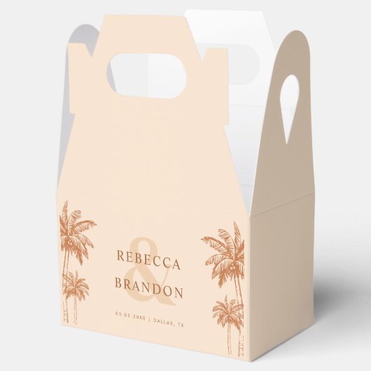 Palm Trees Terracotta Boho Beach Namen Bruiloft Bedankdoosjes (Geopend)