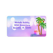 Palm Trees Tropical Beach kerstadres Etiket (Voorkant)