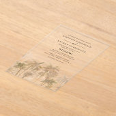 Palm Trees Tropical Beach Wedding Acryl Uitnodigingen (Laagn)