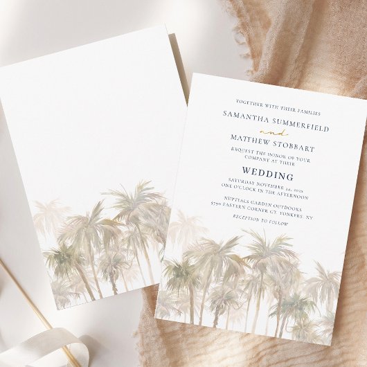 Palm Trees Tropical Beach Wedding Kaart