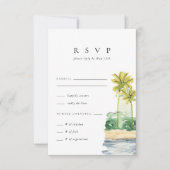 Palm Trees Tropical Beach Wedding RSVP Kaartje (Voorkant)