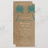 Palm Trees Tropical Blauwgroen Beach Wedding Progr Programmakaart (Voorkant / Achterkant)