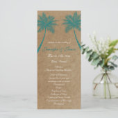Palm Trees Tropical Blauwgroen Beach Wedding Progr Programmakaart (Staand voorkant)