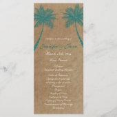 Palm Trees Tropical Blauwgroen Beach Wedding Progr Programmakaart (Voorkant)