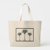 Palm Trees Tropical Elegant Black White Sizes Grote Tote Bag (Achterkant)