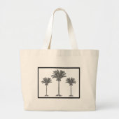Palm Trees Tropical Elegant Black White Sizes Grote Tote Bag (Voorkant)