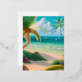 Palm Trees Tropical Folie Feestdagen Briefkaart (Voorkant / Achterkant)