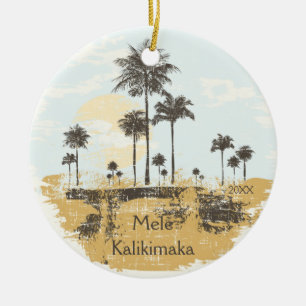 Palm Trees Tropical Hawaiian Kerstversier Keramisch Ornament