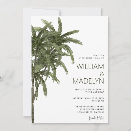 Palm Trees Tropical Island Bruiloft Kaart (Voorkant)