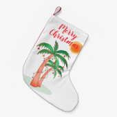 Palm Trees Tropical Merry Kerstmis stoppen Kleine Kerstsok (Voorkant (Hangend))