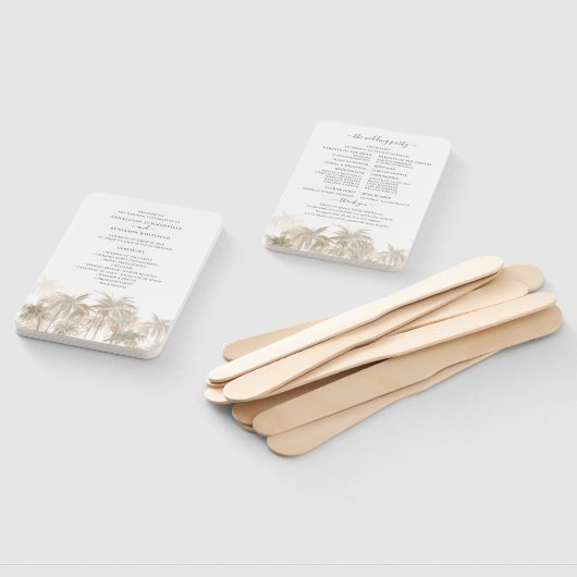 Palm Trees Tropical Modern Wedding Programme Handwaaier (Niet-gemonteerd)