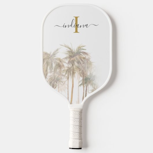 Palm Trees Tropical Monogram Name Script Pickleball Paddle (Achterkant)