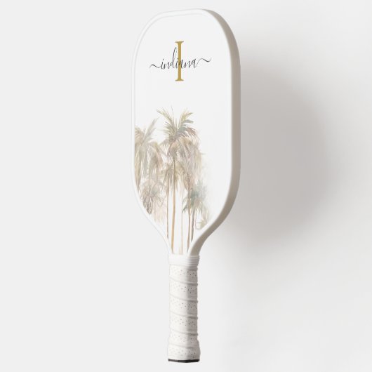 Palm Trees Tropical Monogram Name Script Pickleball Paddle (Links)