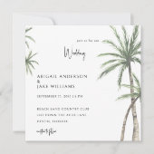 Palm Trees Tropical Square Wedding Kaart (Voorkant)