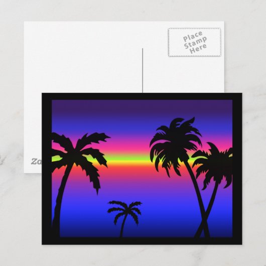 Palm Trees Tropical Sunset Briefkaart (Voorkant / Achterkant)